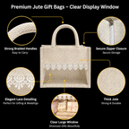 Jute Gift Hamper Bag with Transparent Window | Eco-Friendly Bag for Gifting, Return Gifts, Dry Fruits | Reusable Tote Bag