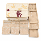 Jewellery Organizer Box with 6 Clear Zipper Pouches & Satin Storage Case