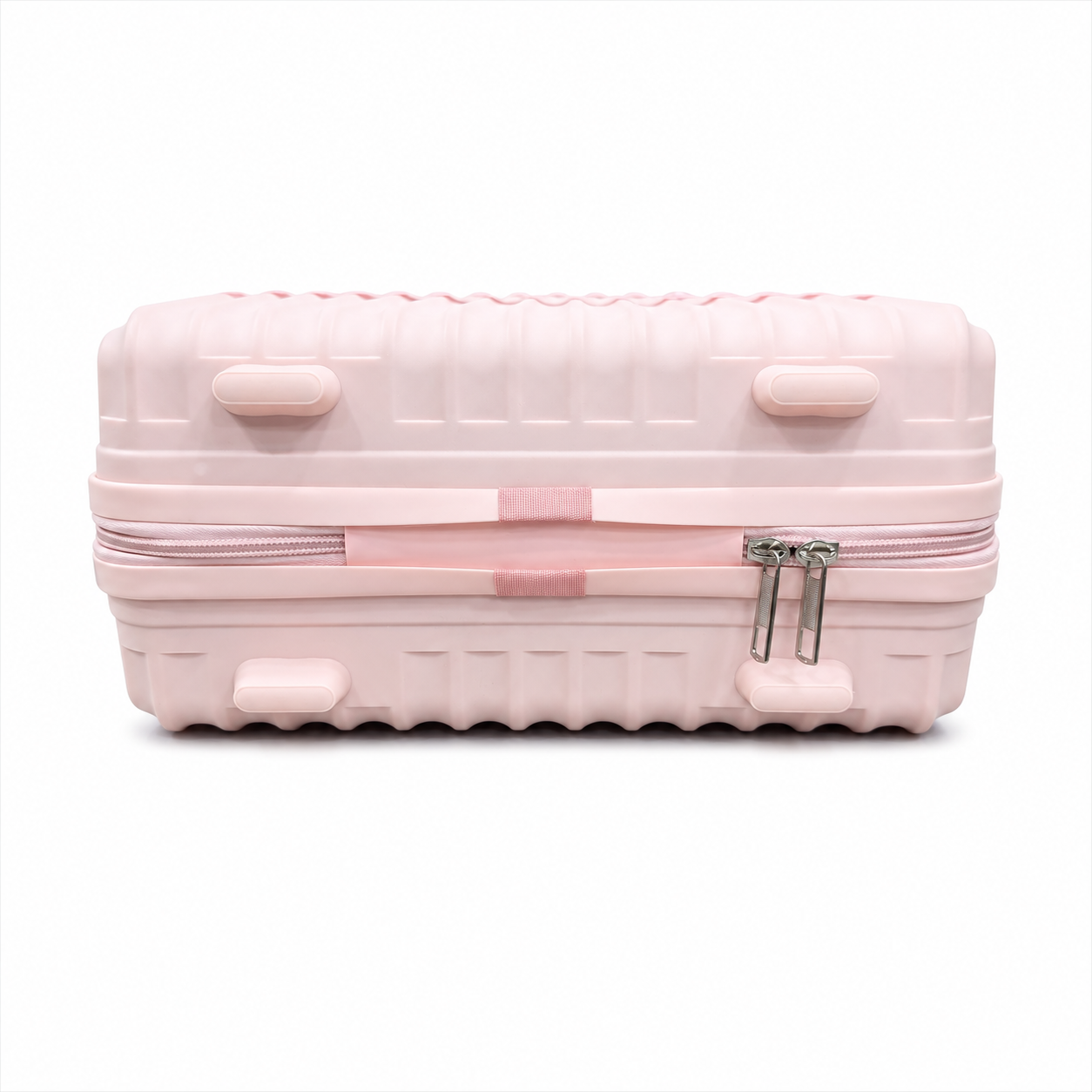 Pink Hard Shell Makeup Organizer Case with Handle for Travel