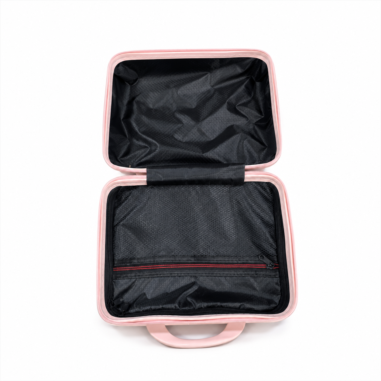 Pink Hard Shell Makeup Organizer Case with Handle for Travel