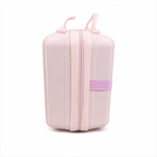 Pink Hard Shell Makeup Organizer Case with Handle for Travel