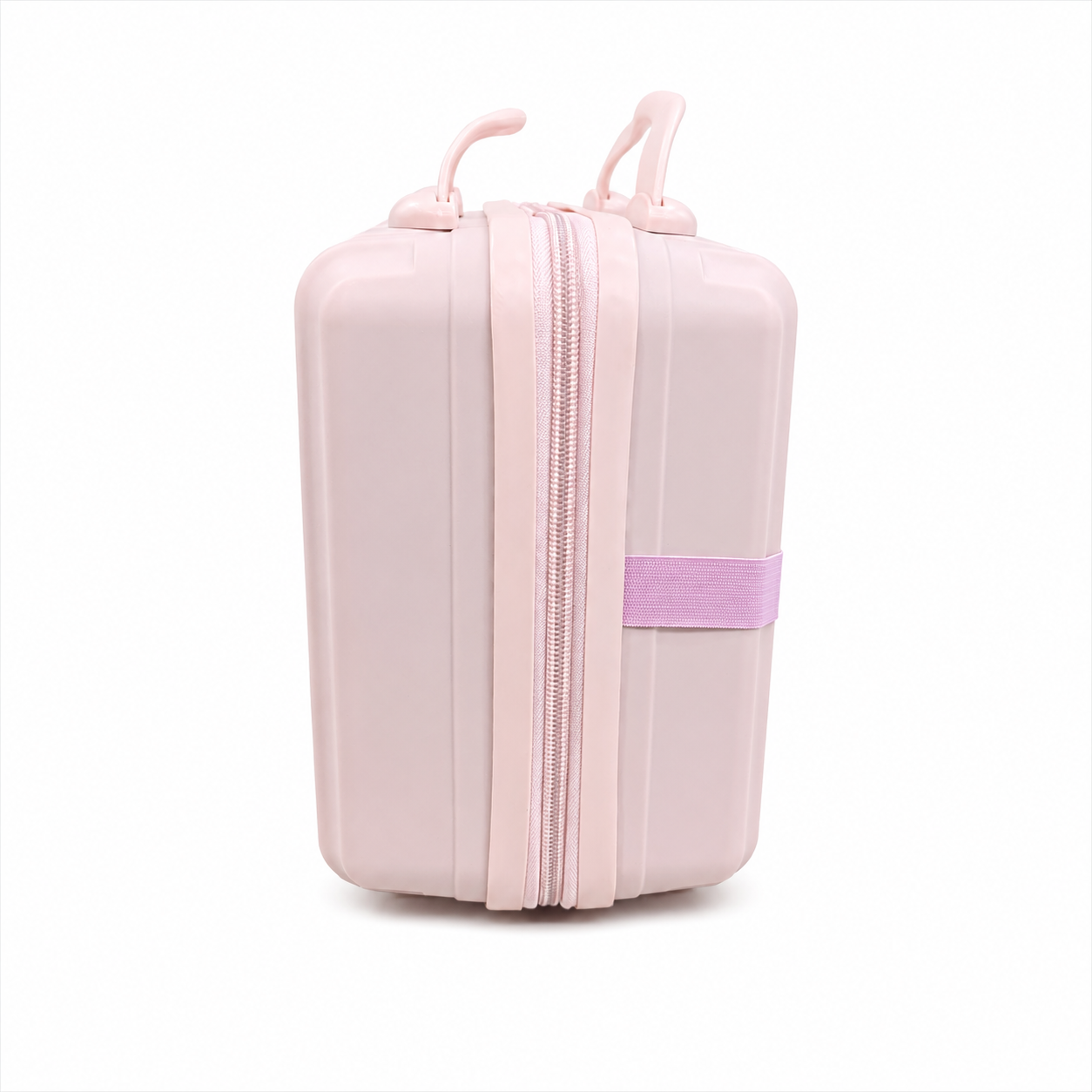 Pink Hard Shell Makeup Organizer Case with Handle for Travel