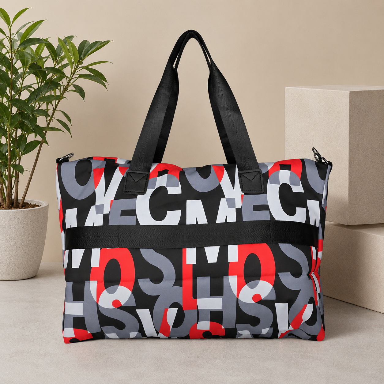 ColorPop Typography Print Travel Duffle Bag