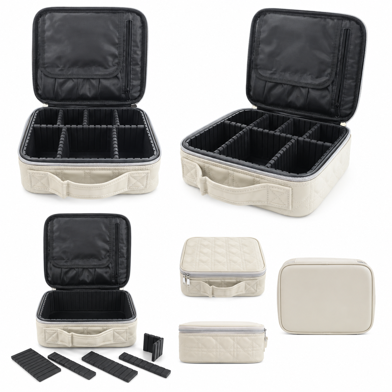 Makeup Organizer Bag for Women& girls , Adjustable Compartments, Cosmetic & Brush Storage Travel Vanity Case, Toiletry Organizer Box