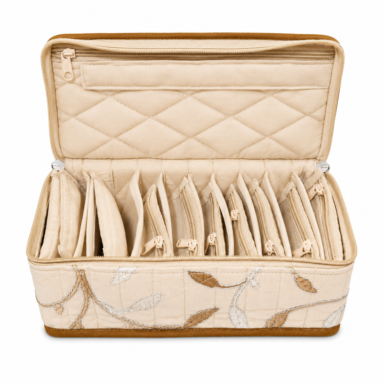 Floral Multipurpose Storage Organizer with 3 Transparent Zipper Pouches