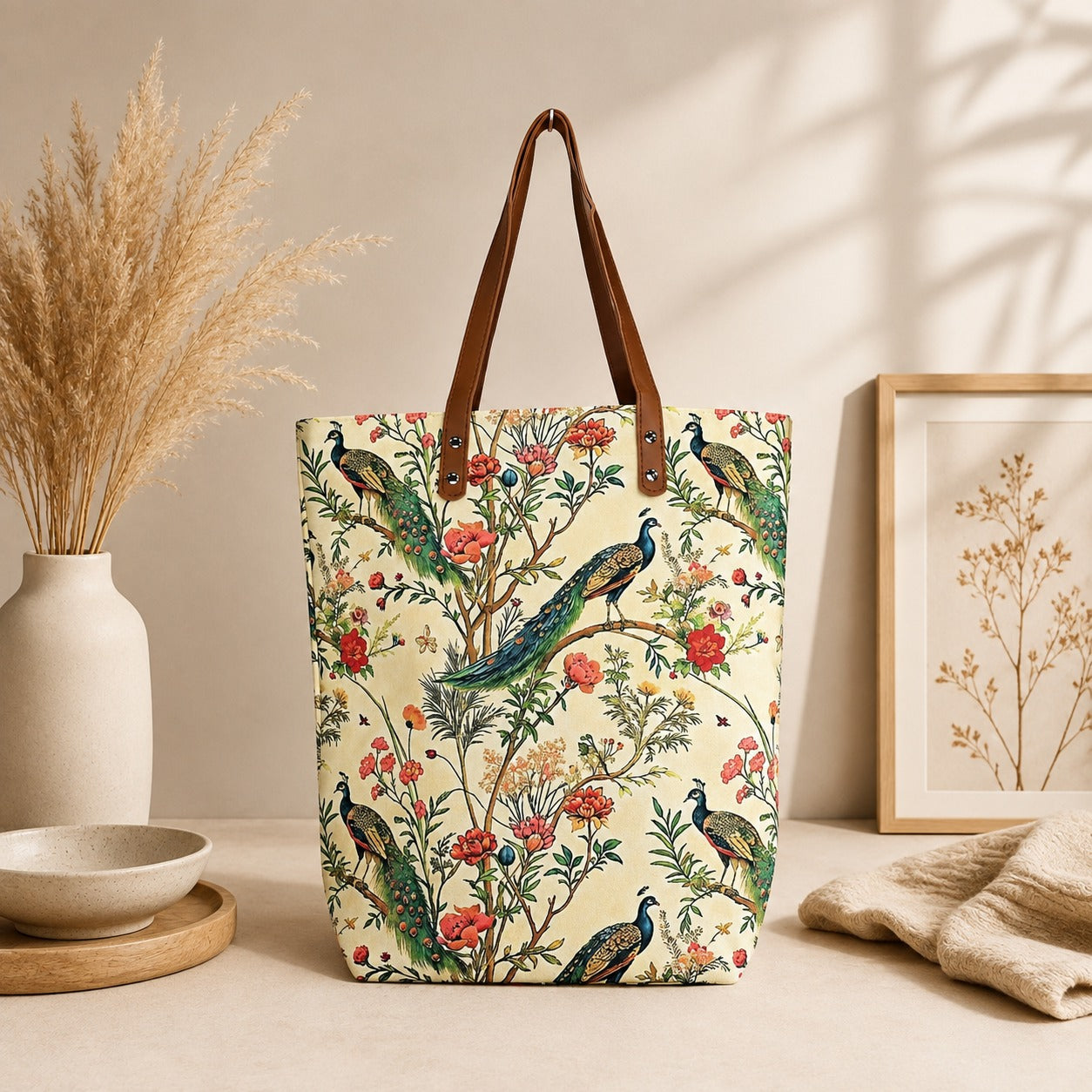 Printed Tote Bag with Long Handles for Women | 37 × 12 × 39 cm