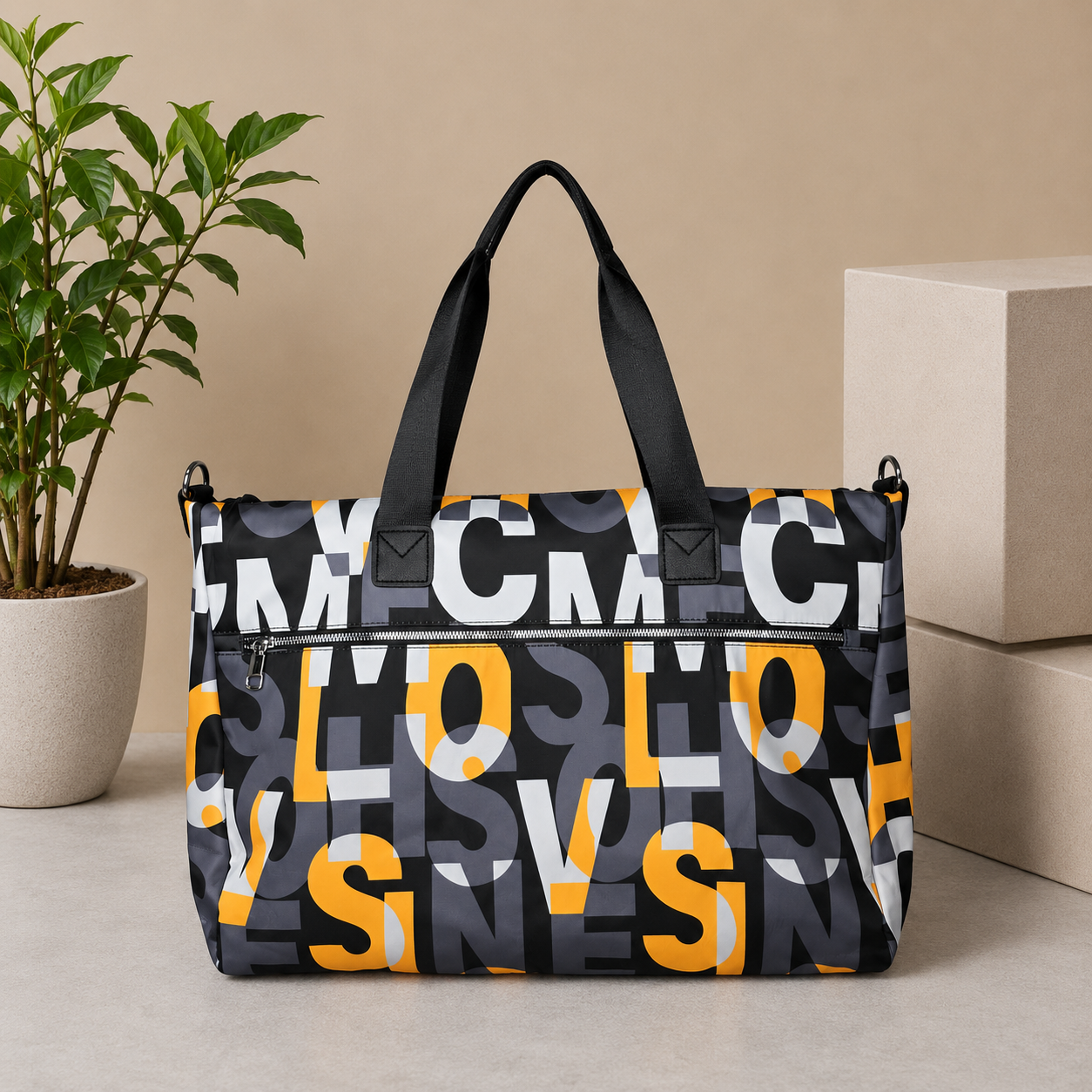 ColorPop Typography Print Travel Duffle Bag