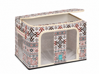 Foldable Steel Frame Cloth Organizer with Handle for Storage/Wardrobe Organizer with Zipper/Front & Top Open Almirah Organiser for Sarees/Shirts/Blankets/Clothes Bag- (printed)