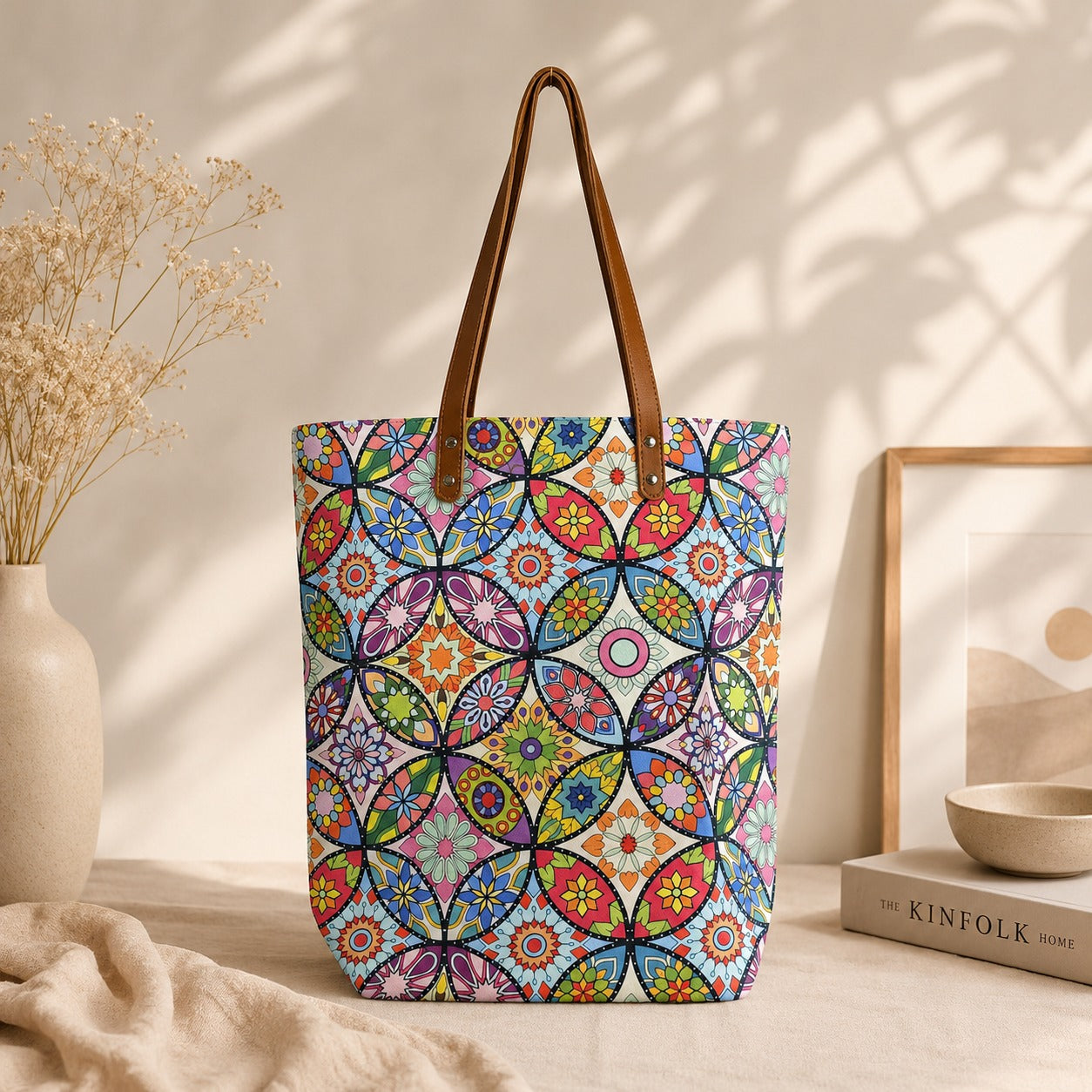 Printed Tote Bag with Long Handles for Women | 37 × 12 × 39 cm
