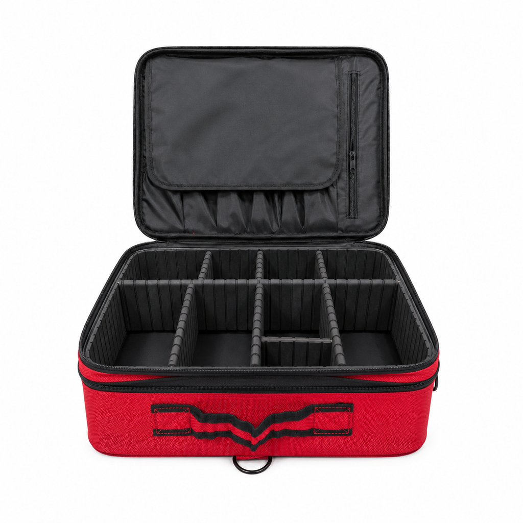 Multi-Purpose Organizer Case with Adjustable Dividers, Red, 42x30x14 cm