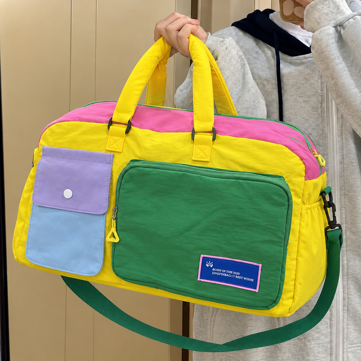 Pastel Multicolour Travel korean Duffel Bag for Women & Girls