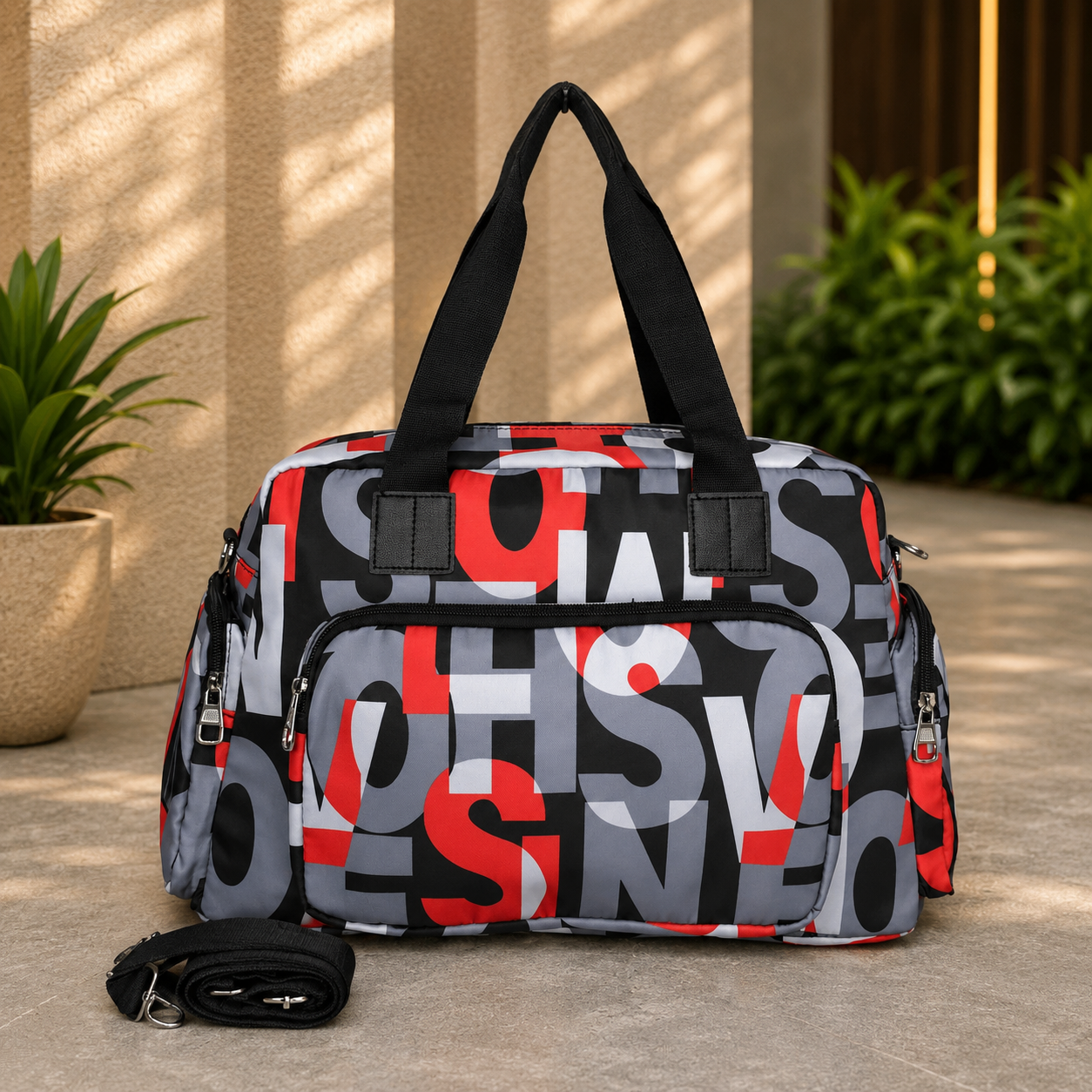 Urban Alphabet Print Travel Duffle Bag