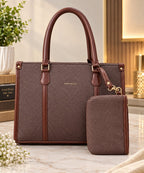 Women’s Structured Tote Bag with Matching Pouch – Spacious Everyday Handbag