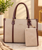 Women’s Structured Tote Bag with Matching Pouch – Spacious Everyday Handbag