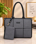 Structured Women's Tote Bag with Matching Pouch – Stylish Office & Everyday Handbag