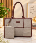 Structured Women's Tote Bag with Matching Pouch – Stylish Office & Everyday Handbag