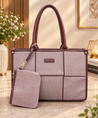 Structured Women's Tote Bag with Matching Pouch – Stylish Office & Everyday Handbag