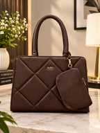 Women’s Quilted Handbag with Matching Pouch – Structured Everyday Bag