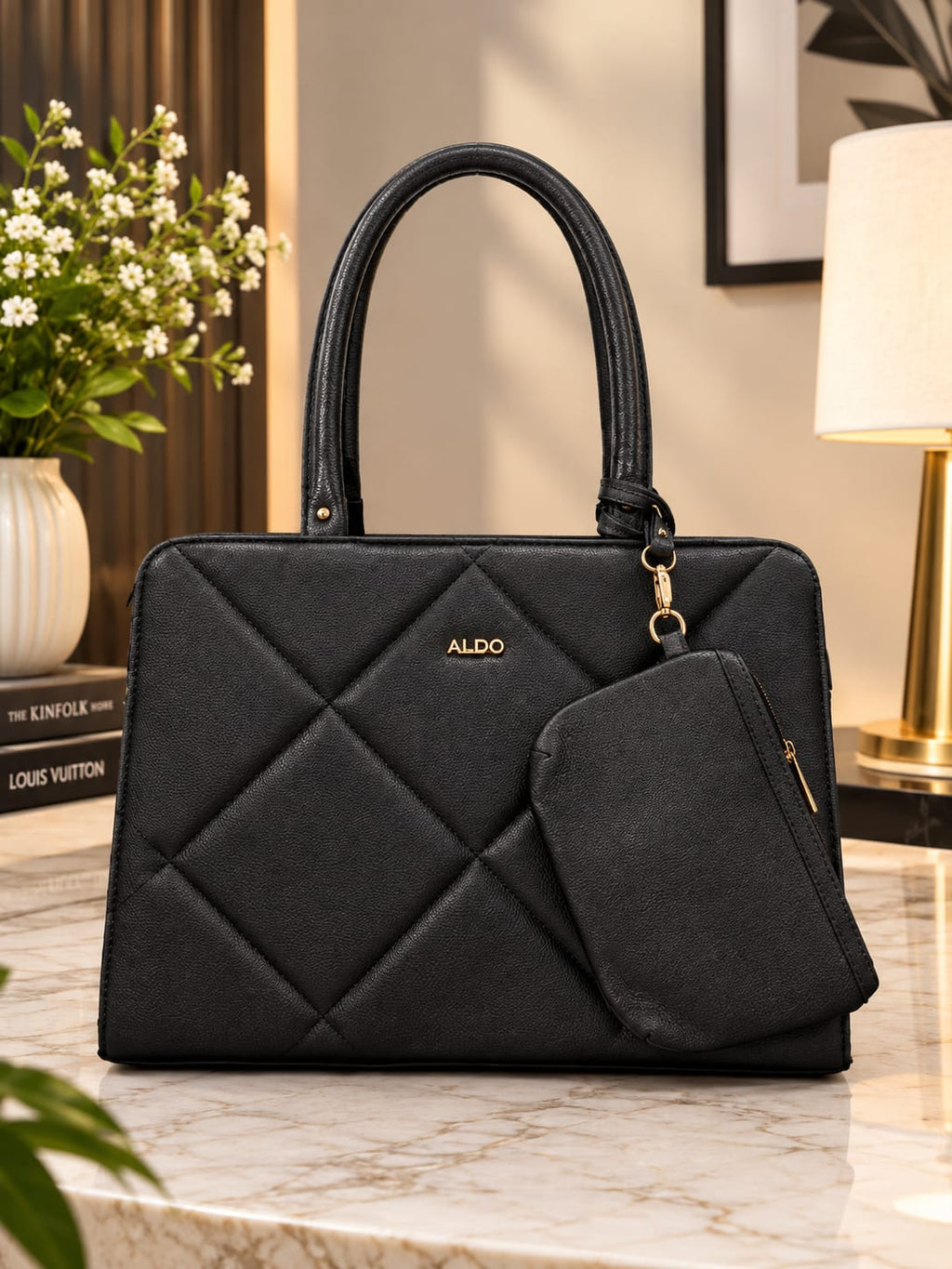 Women’s Quilted Handbag with Matching Pouch – Structured Everyday Bag