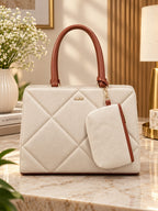 Women’s Quilted Handbag with Matching Pouch – Structured Everyday Bag