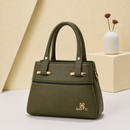 Ravia olive green structured handbag for women with gold-tone hardware