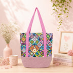 Printed Tote Bag with Long Handles & Front Pocket for Women
