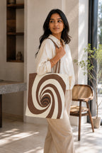 Black & Cream Printed Tote Bag for Women – Large Everyday Bag