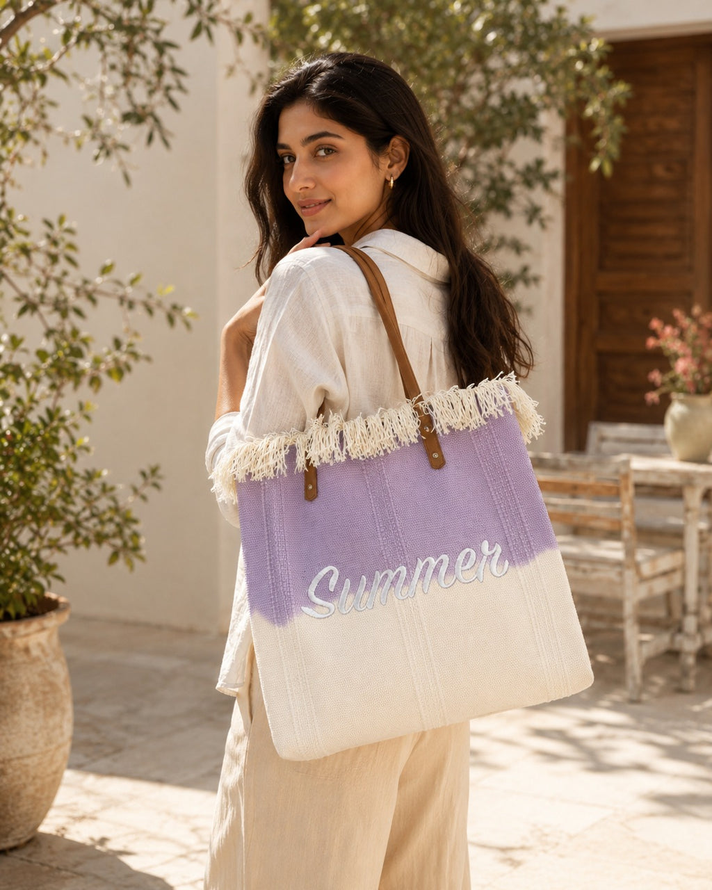 Summer Jute Tote Bag for Women – Large Beach & Vacation Handbag