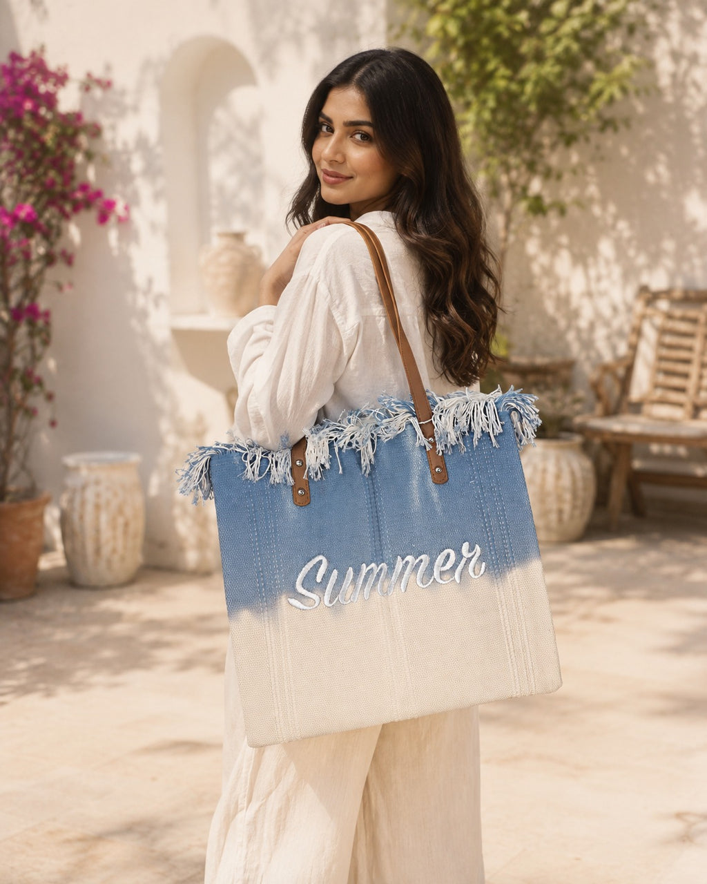 Summer Jute Tote Bag for Women – Large Beach & Vacation Handbag