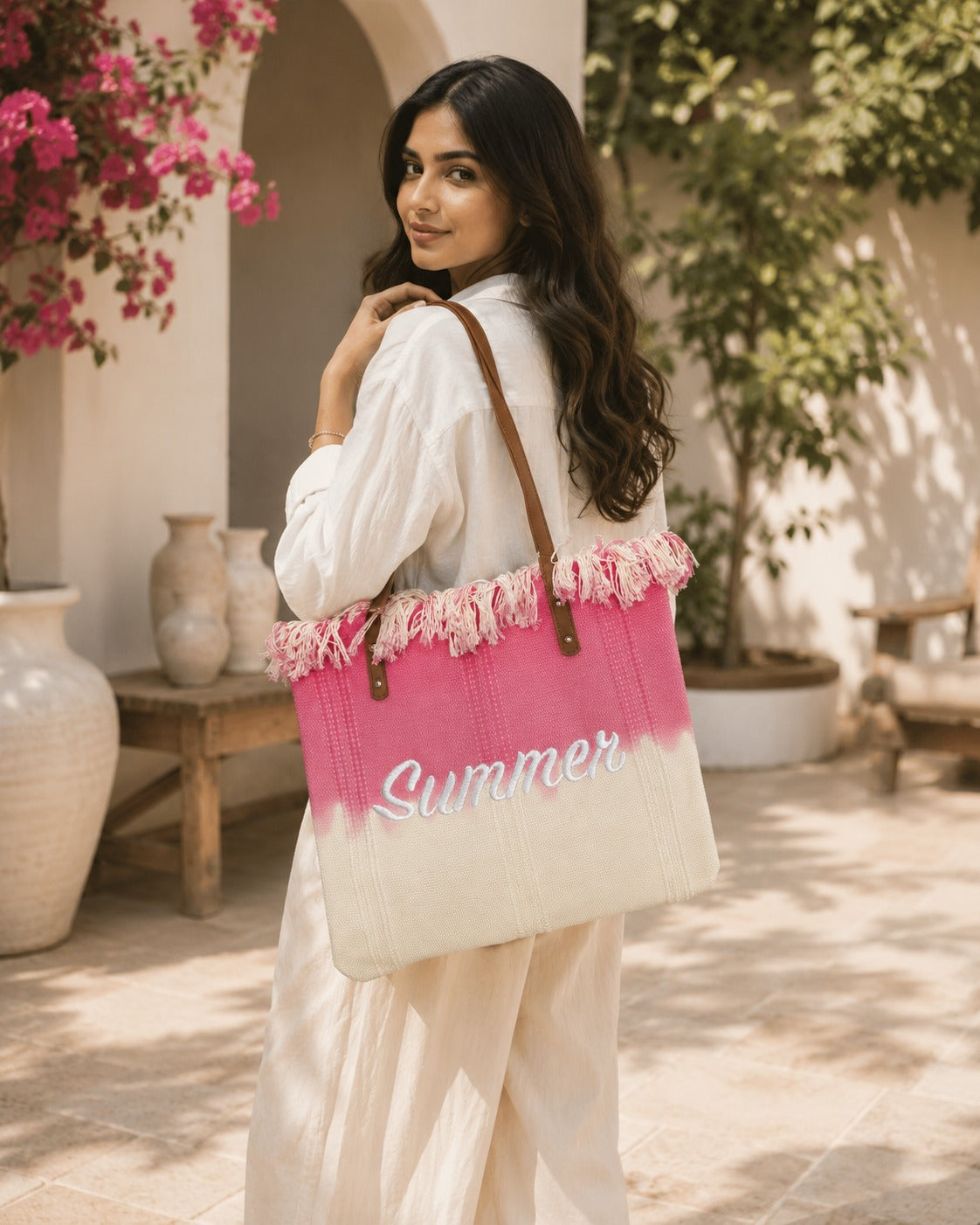Summer Jute Tote Bag for Women – Large Beach & Vacation Handbag