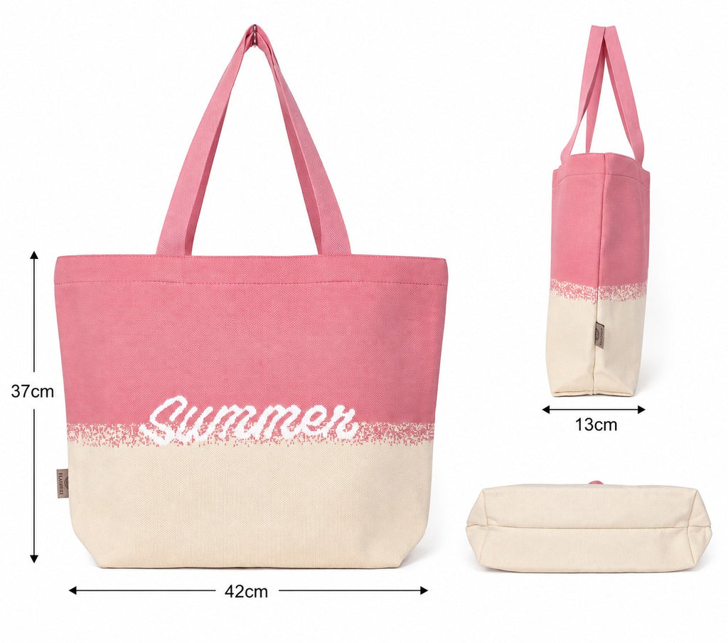 Pink & Cream Printed Tote Bag for Women – Large Everyday Bag