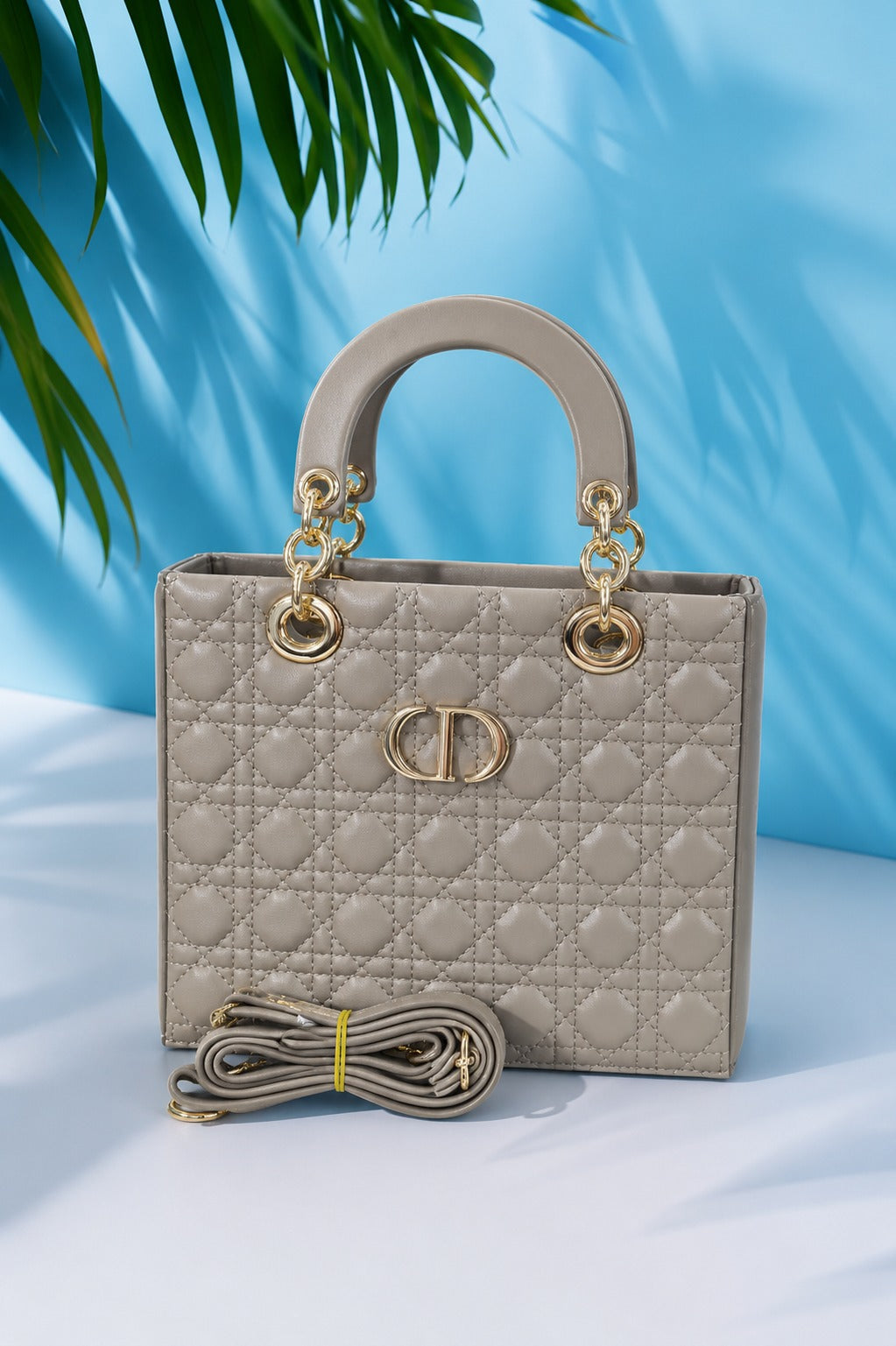 Quilted Brown Handbag for Women with Sling Strap & Top Handle