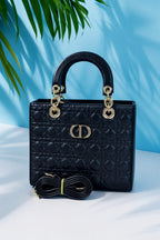 Quilted Brown Handbag for Women with Sling Strap & Top Handle