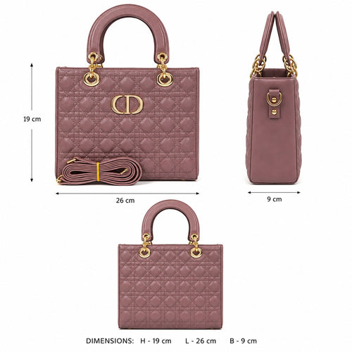 Quilted Brown Handbag for Women with Sling Strap & Top Handle