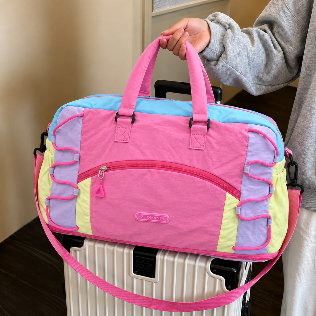 Multicolour Travel Duffel Bag with Multiple Pockets & Adjustable Shoulder Strap