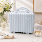 Pink Hard Shell Makeup Organizer Case with Handle for Travel