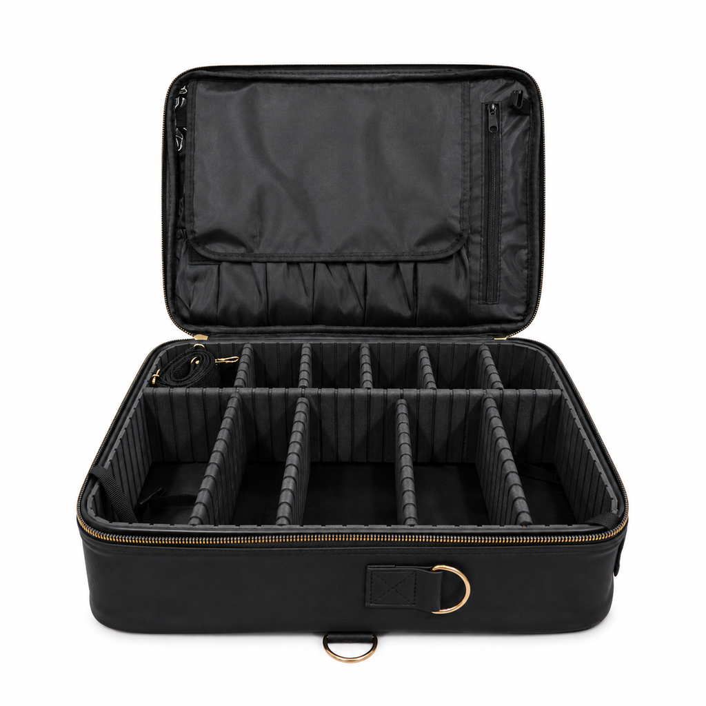 Makeup Bag Cosmetic Makeup Train Case Artist Makeup Organizer Professional Portable Storage Bag for Women Girl Waterproof EVA Adjustable Dividers Large Black