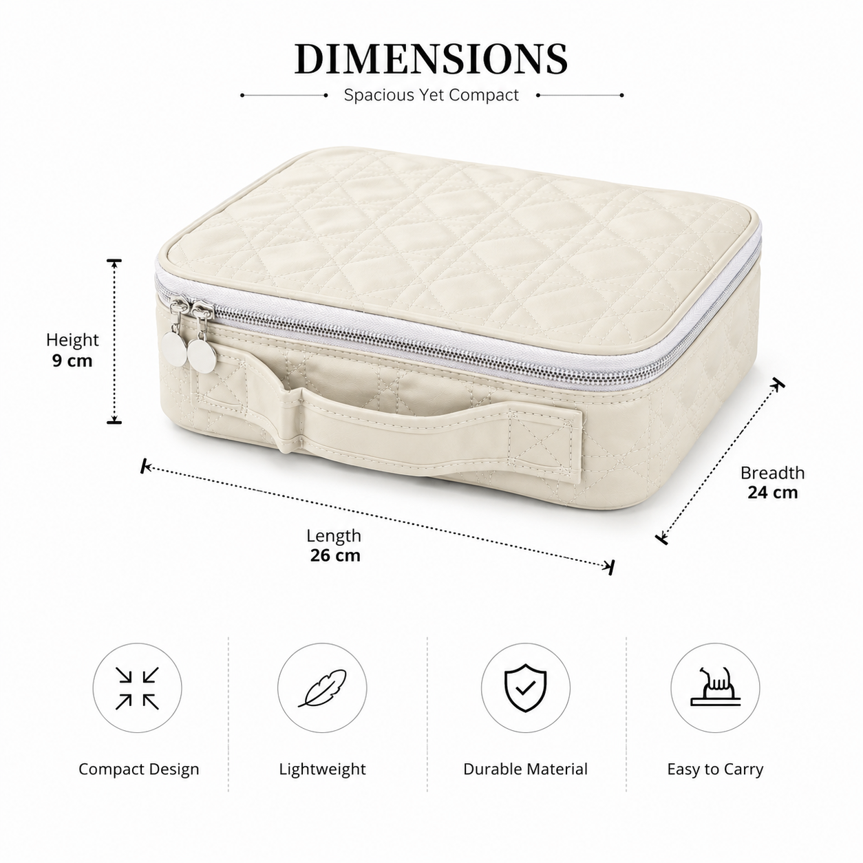 Makeup Organizer Bag for Women& girls , Adjustable Compartments, Cosmetic & Brush Storage Travel Vanity Case, Toiletry Organizer Box