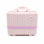 Pink Hard Shell Makeup Organizer Case with Handle for Travel