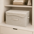 Collapsible Storage Box with Lid, Fabric Storage Box for Clothes, Wardrobe Storage (31x 45 x 30 cm) Grey