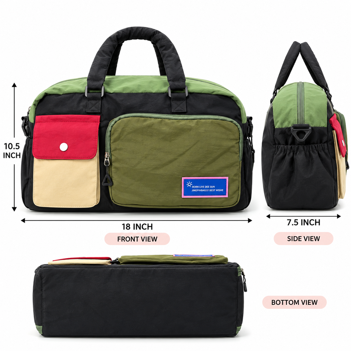 Pastel Multicolour Travel korean Duffel Bag for Women & Girls
