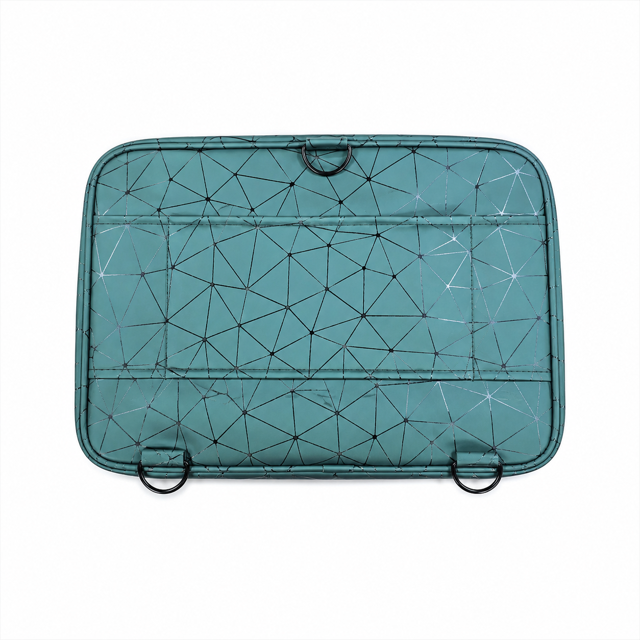 Faux Leather Makeup Organizer Bag for Women, Girls & Bride - Travel Cosmetic Kit Storage Organiser - Toiletry Vanity Box with Adjustable Compartment (Green Diamond)