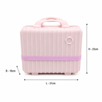 Pink Hard Shell Makeup Organizer Case with Handle for Travel