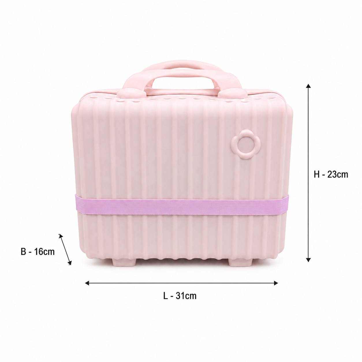 Pink Hard Shell Makeup Organizer Case with Handle for Travel