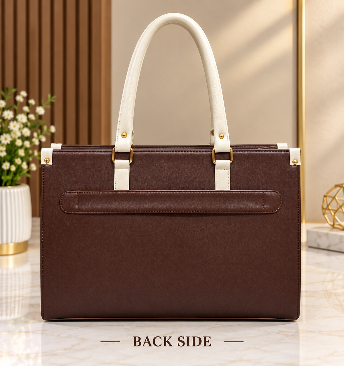 Structured Women's Tote Bag with Front Pocket – Spacious Office & Everyday Handbag
