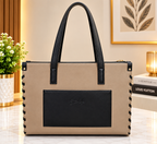 Women’s Structured Tote Bag with Front Pocket – Large Everyday Handbag