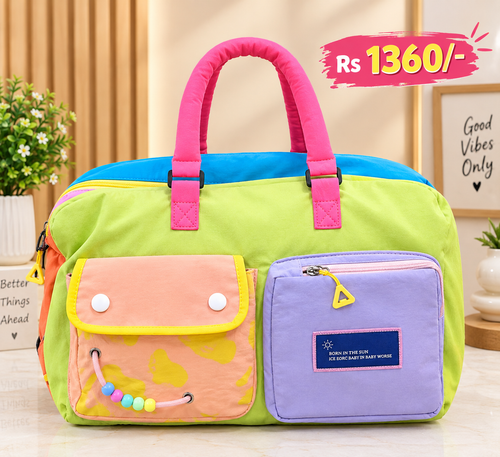 Colorful Travel Duffle Bag with Front Pockets – Spacious Weekender Bag