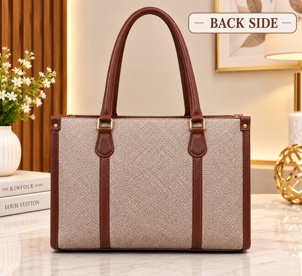 Structured Women's Tote Bag with Matching Pouch – Stylish Office & Everyday Handbag