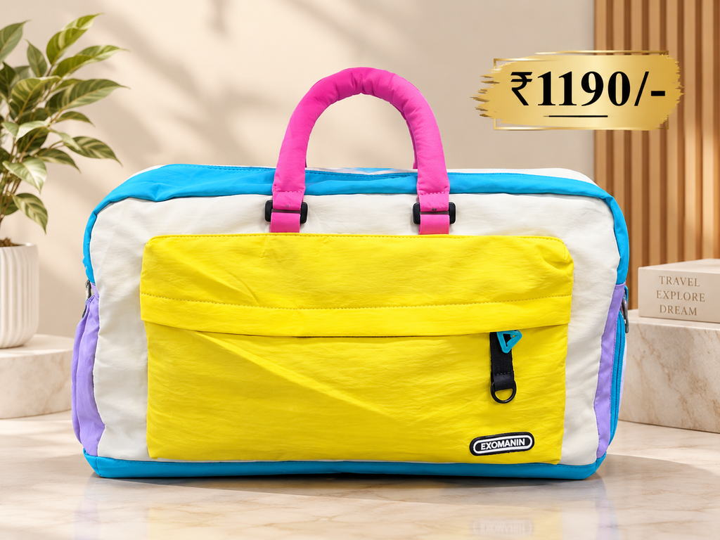 Large Colorful Travel Duffle Bag with Front Pocket – Spacious Weekender & Overnight Bag