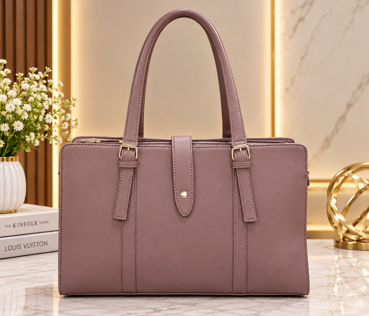 Structured Women's Tote Bag with Zip Pocket – Elegant Office & Everyday Handbag
